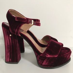 Laurence Dacade Perla Red Velvet Platform Heels